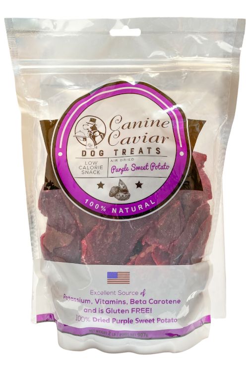 Canine Caviar Dried Purple Sweet Potato Natural Soft and Chewy Dog Treats 2 Pounds
