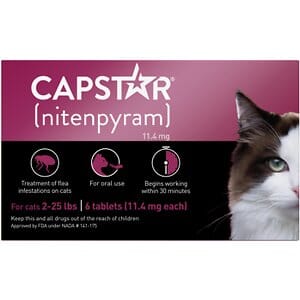 Capstar Flea and Tick Treatment Oral Cat Supplements - Cats 2-25 Lbs - 6 Tablet Doses Default Title