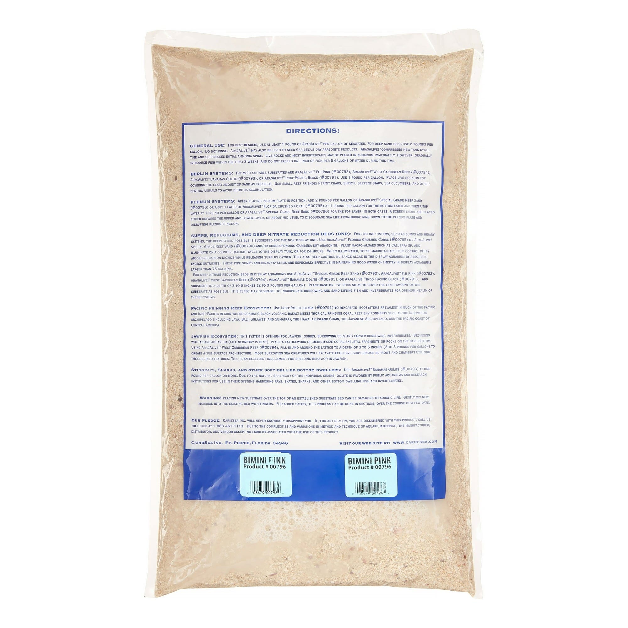 CaribSea Arag-Alive Bimini Pink Live Saltwater Reef Aquarium Sand - 20 Lbs - 2 Pack