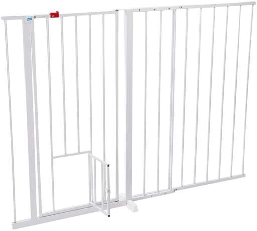 Carlson Pet Extra-Tall Walk-Though Metal Pet Gate with 10X7" Door - White - L: 37-60" X W: 2" X H: 38"  