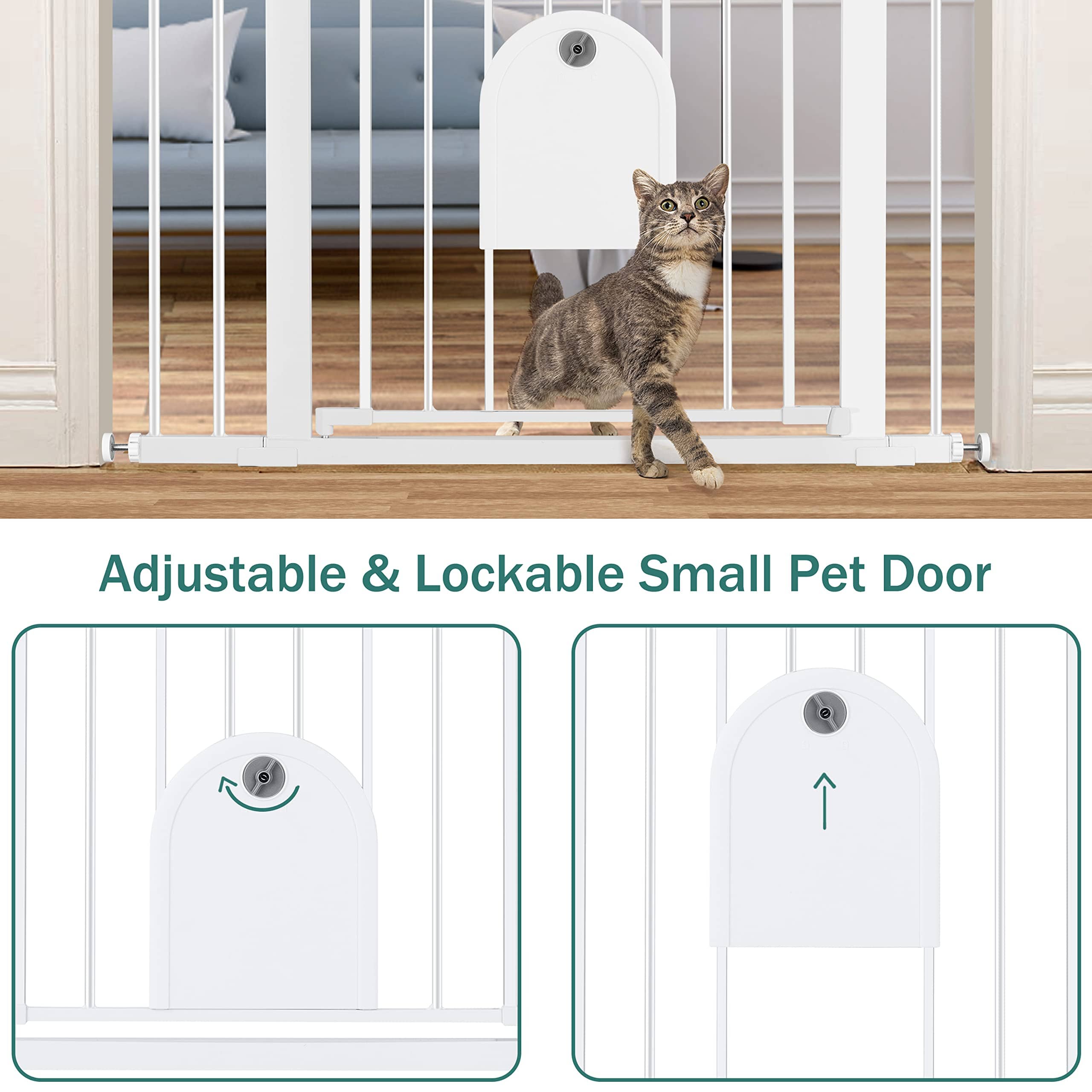 Carlson Pet Extra-Tall Walk-Through Metal Pet Gate with 10X7" Door - White - L: 29-52" X W: 2" X H: 41"  