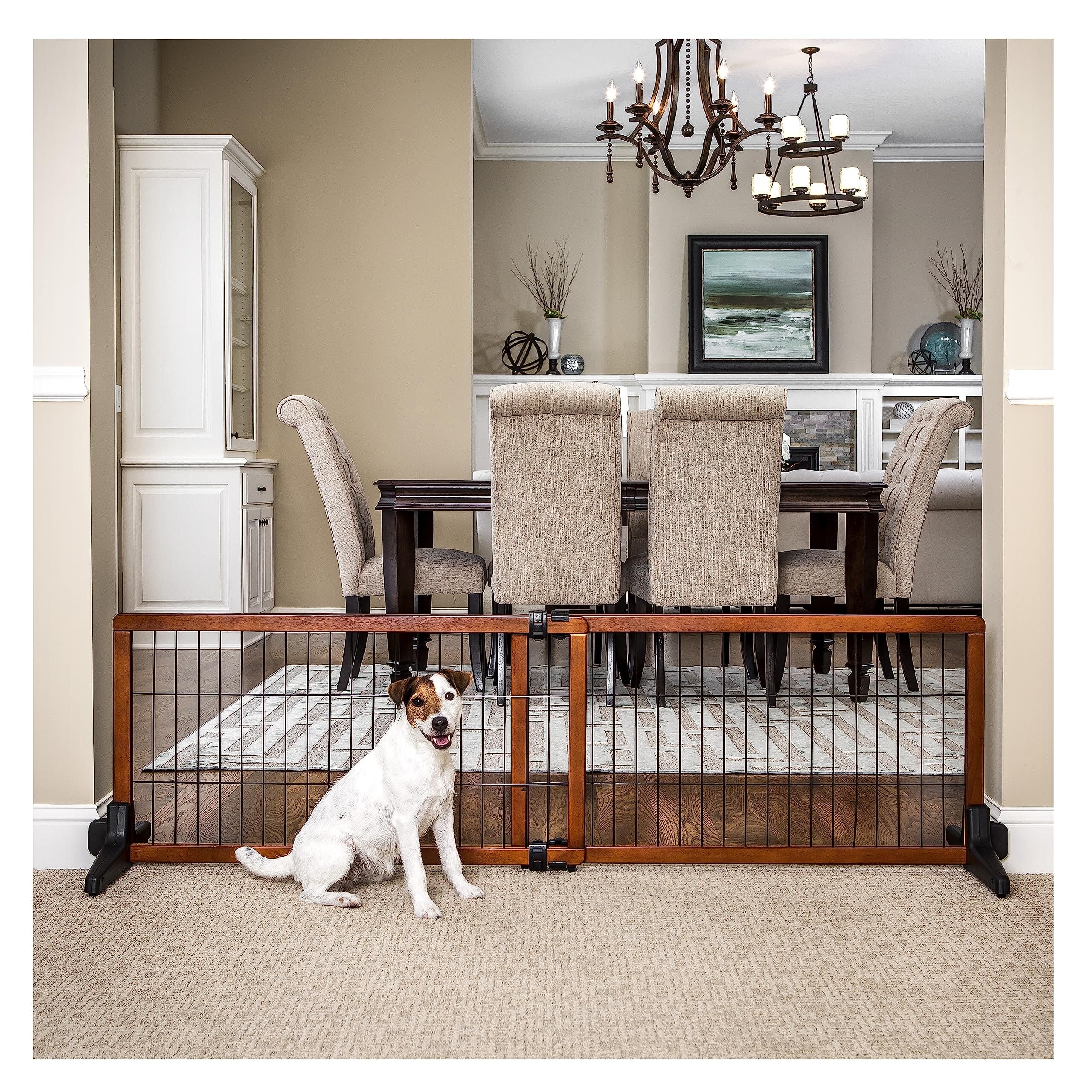 Carlson Pet Freestanding Extra-Wide Adjustable Wooden Pet Gate - Brown - L: 40-70" X W: 2" X H: 20"  