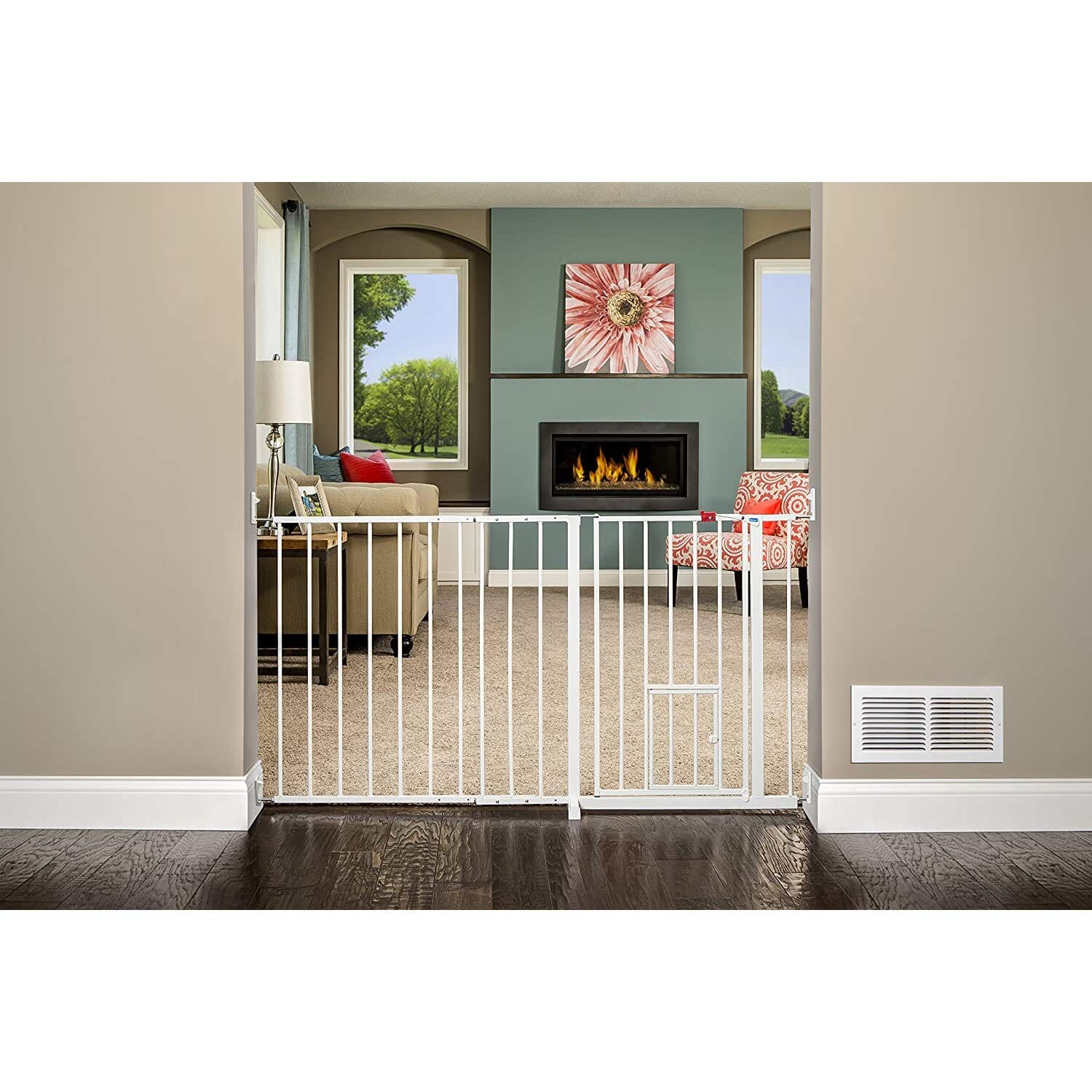 Carlson Pet Maxi Walk-Through Metal Pet Gate with 10X7" Door - White - L: 37-60" X W: 2" X H: 30"  