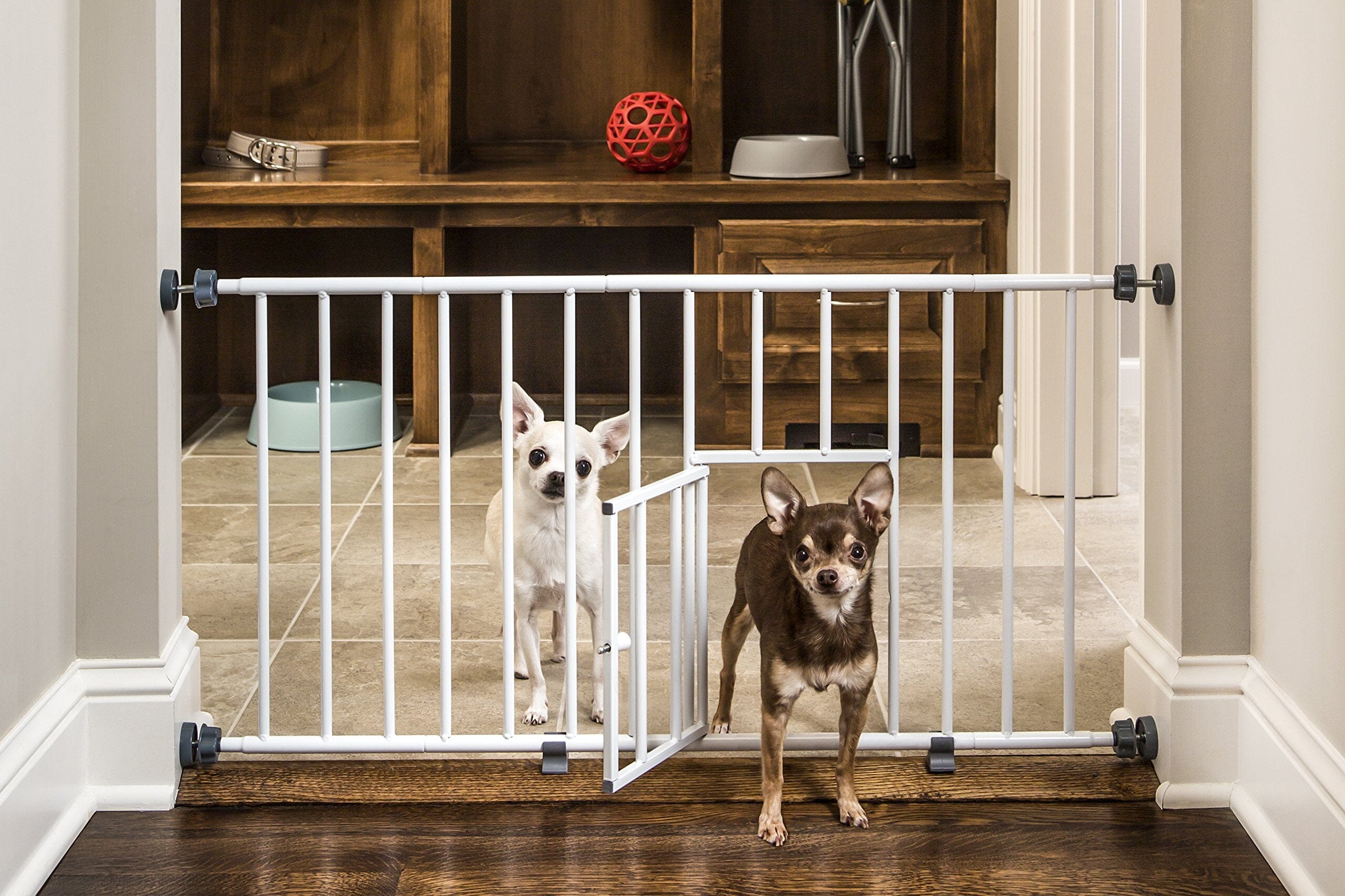 Carlson Pet Mini Metal Pet Gate with 9X10" Door and 6" Extension - White - L: 29-38" X W: 2" X H: 18"  