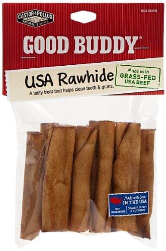 Castor and Pollux Good Buddy USA Rawhide Mini Chicken Rolls Natural Dog Chews - 10 Pack  