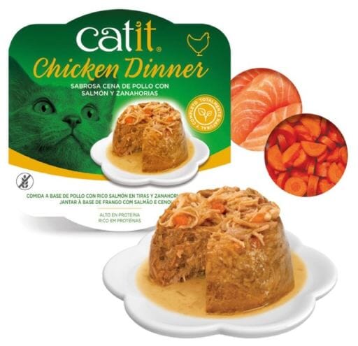 Catit Chicken Dinner with Salmon and Carrots Grain-Free All Life Stages Wet Cat Food Trays - 2.8 Oz - Case of 6 Default Title