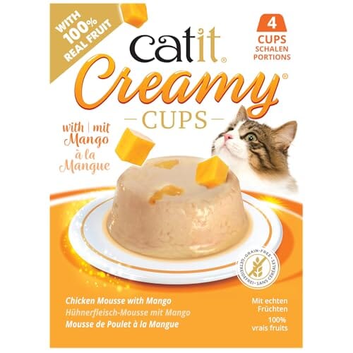 Catit Creamy Cups Grain-Free Chicken Mousse with Mango Pate Wet Cat Food - .9 Oz - 4 Count - 12 Pack Default Title