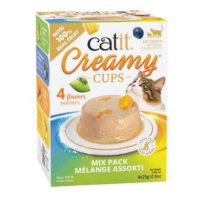 Catit Creamy Cups Grain-Free Variety Mix Mousse Chucken Tuna and Fruit Wet Cat Food - .9 Oz - 4 Count - 12 Pack Default Title