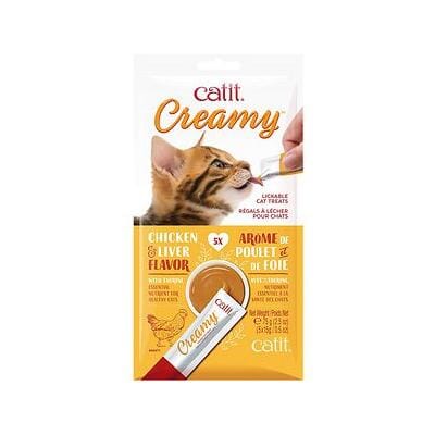 Catit Creamy Grain-Free Chicken and Liver Lickable Cat Treats 5 Per Pack - Case of 12