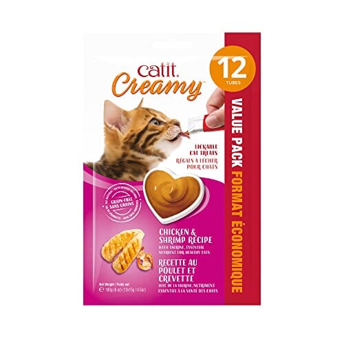 Catit Creamy Grain-Free Chicken and Shrimp Lickable Cat Treats 12 Per Pack - Case of 8