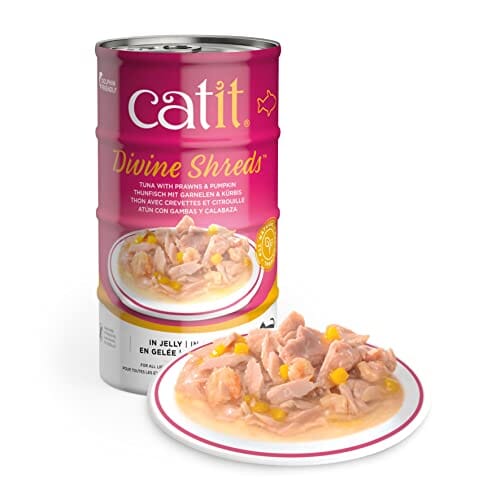 Catit Divine Shreds in Jelly Tuna and Shrimp with Pumpkin Canned Cat Food - 3 Oz - 4 Pack - Case of 6 Default Title