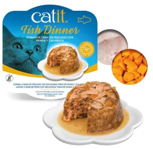 Catit Fish Dinner Grain-Free Whitefish and Pumpkin in Gravy Wet Cat Food Trays - 2.8 Oz - 6 Pack Default Title