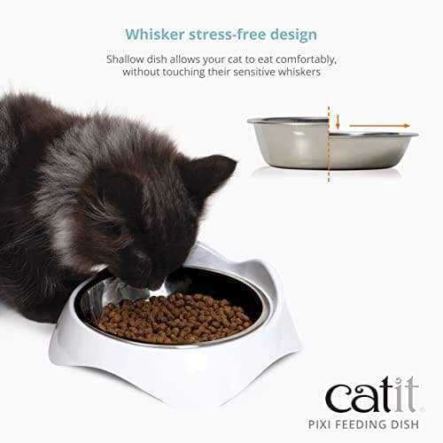 Catit PIXI Feeding Dish Pet Food Bowl with Removable Stainless Steel Bowl - White