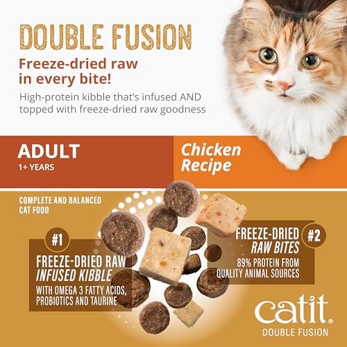 Catit Recipes Double-Fusion High-Protein Chicken Recipe Adult Freeze-Dried Raw Dry Cat Food - 10 Lbs