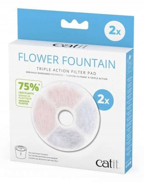 Catit Triple Action Frameless Filter for Catit Flower Cat Fountains - 2 Pack 2 Pack