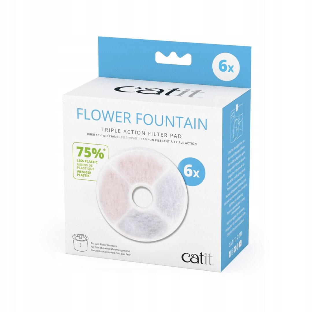 Catit Triple Action Frameless Filter for Catit Flower Cat Fountains - 6 Pack 6 Pack