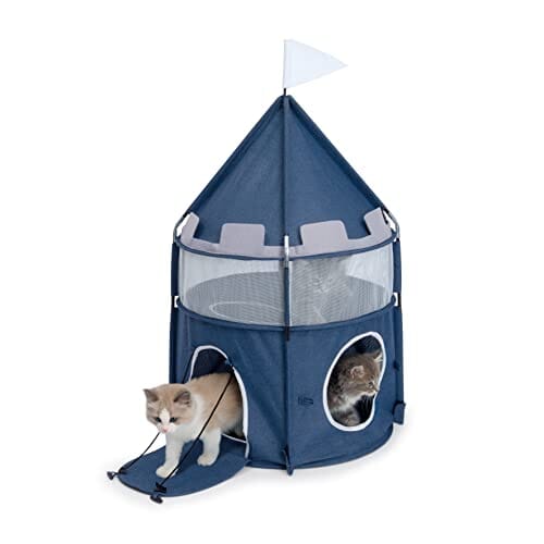 Catit Vesper Castle Portable Three-Level Interactive Cat Tree and Tunnel - Blue Default Title