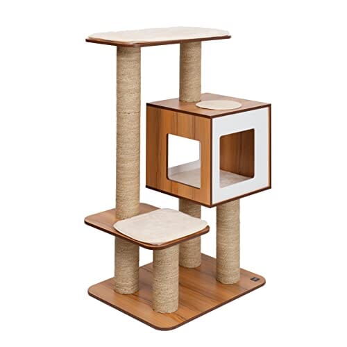 Catit Vesper High Base Giant Three-Level Furniture Cat Tree - Walnut - L:25 X W:35 X H:53 Inches