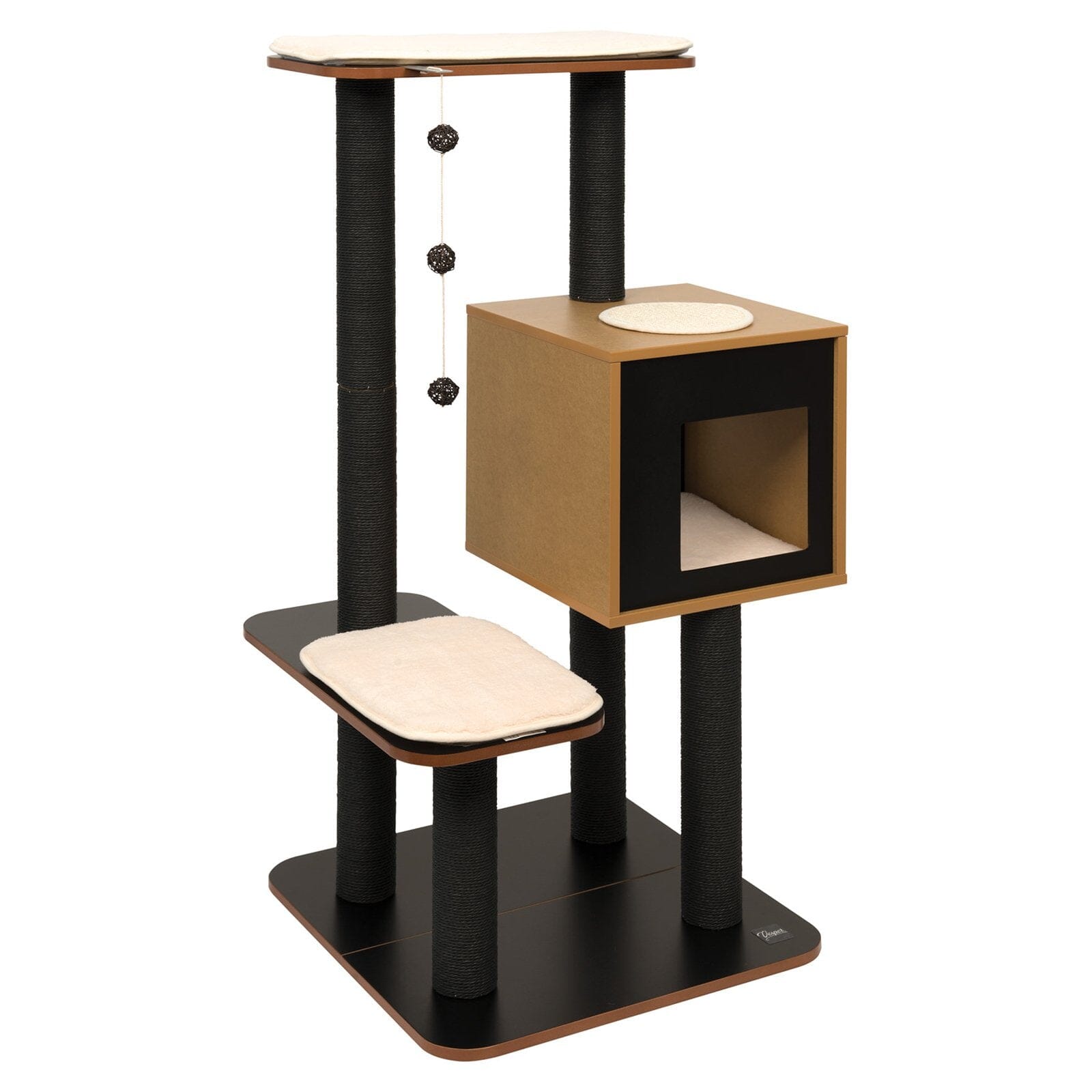 Catit Vesper High-Base Three-Level Furniture Cat Tree - Black - L:22 X W:22 X H:47.8 Inches Default Title