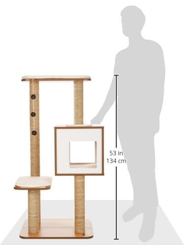 Catit Vesper High-Base Three-Level Furniture Cat Tree - Walnut - L:22 X W:22 X H:47.8 Inches