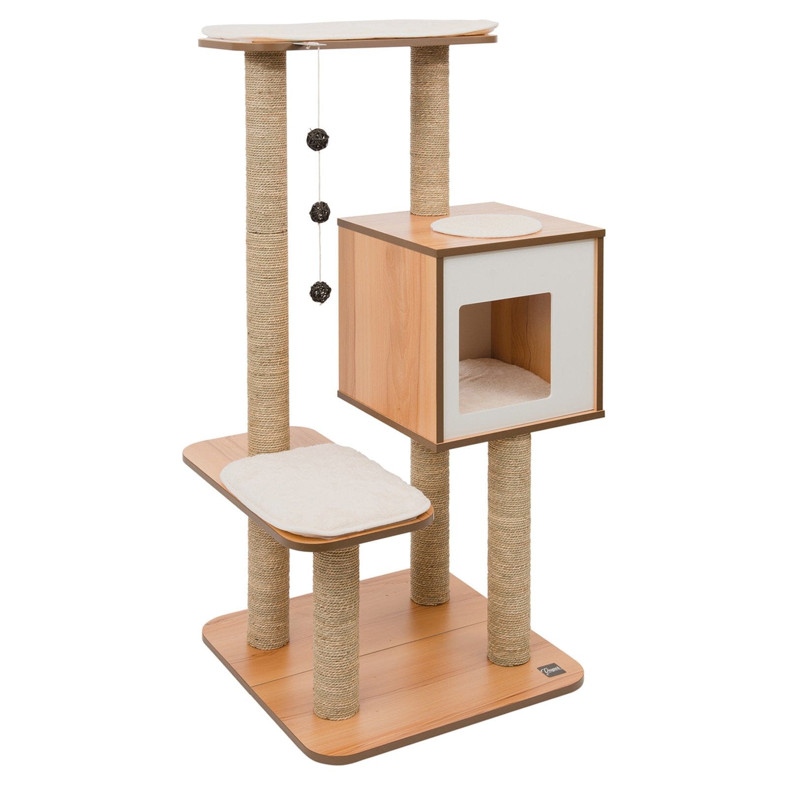 Catit Vesper High-Base Three-Level Furniture Cat Tree - Walnut - L:22 X W:22 X H:47.8 Inches Default Title