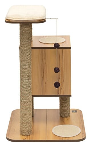 Catit Vesper Low Base Two-Level Furniture Cat Tree - Walnut - L:18 X W:18 X H:23 Inches