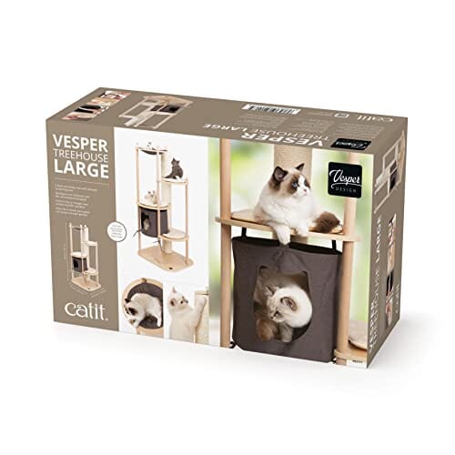 Catit Vesper Treehouse Four-Level Furniture Cat Tree - Large - L:28.3 X W:22.6 X H:64.1 Inches