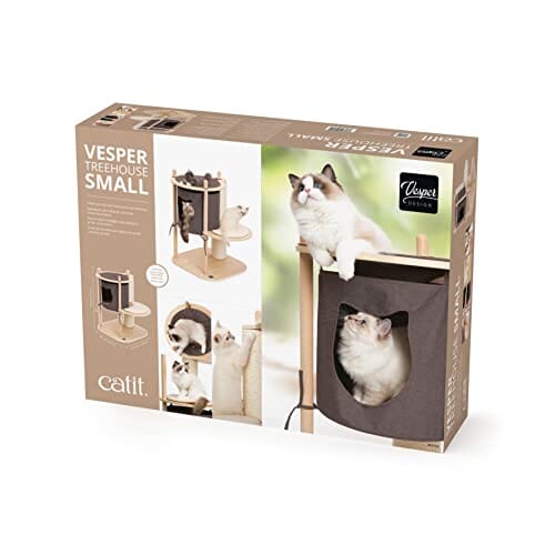 Catit Vesper Treehouse Two-Level Furniture Cat Tree - Small - L:23.2 X W:22.6 X H:34 Inches