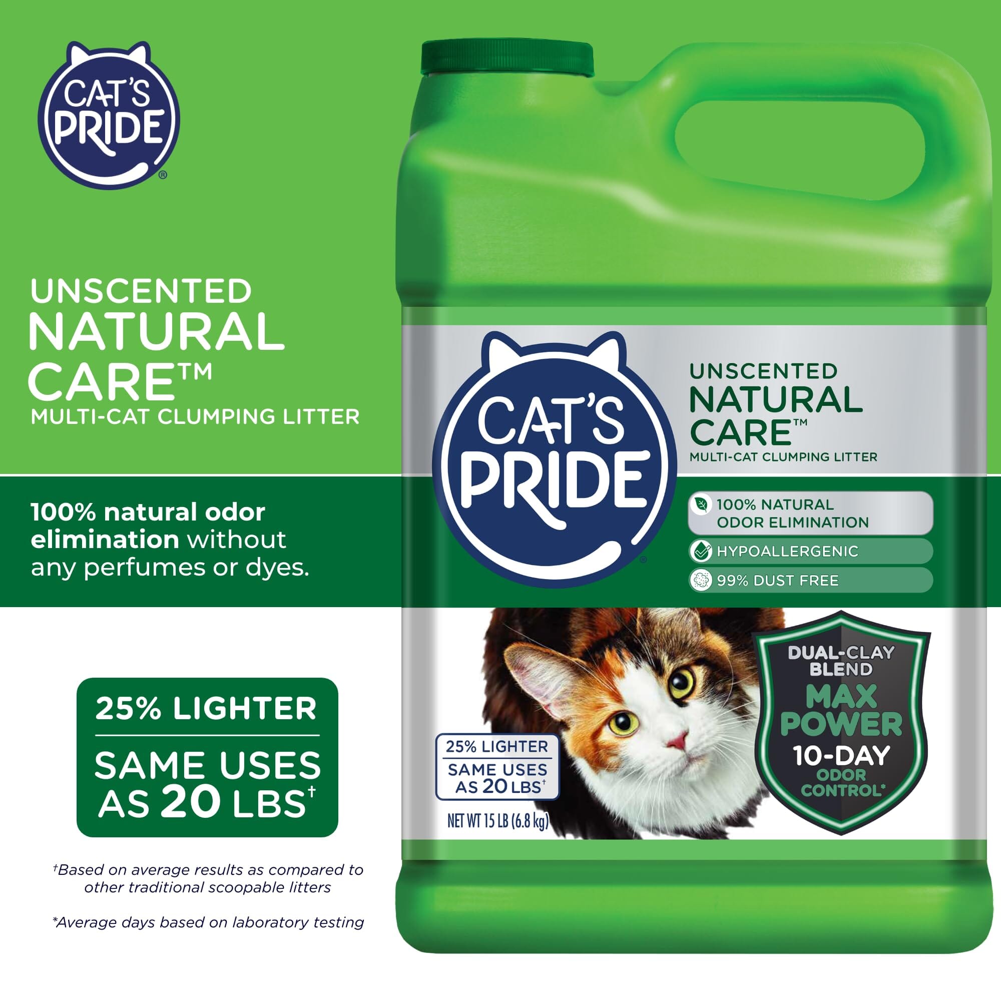 Cat's Pride Natural Care Unscented Clumping Clay Cat Litter - 15 Lbs  