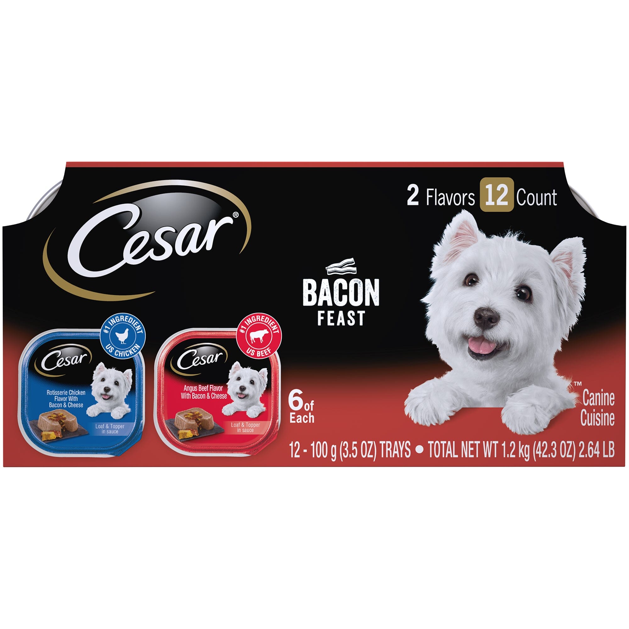 Cesar Canine Cuisine Bacon Lovers Multi-Pack Wet Dog Food - 3.5 oz - Case of 24