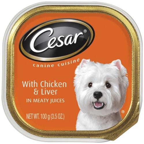 Cesar Classic Loaf in Sauce Chicken and Liver in Gravy Small-Breed Wet Dog Food Trays - 3.5 Oz - Case of 24 Default Title