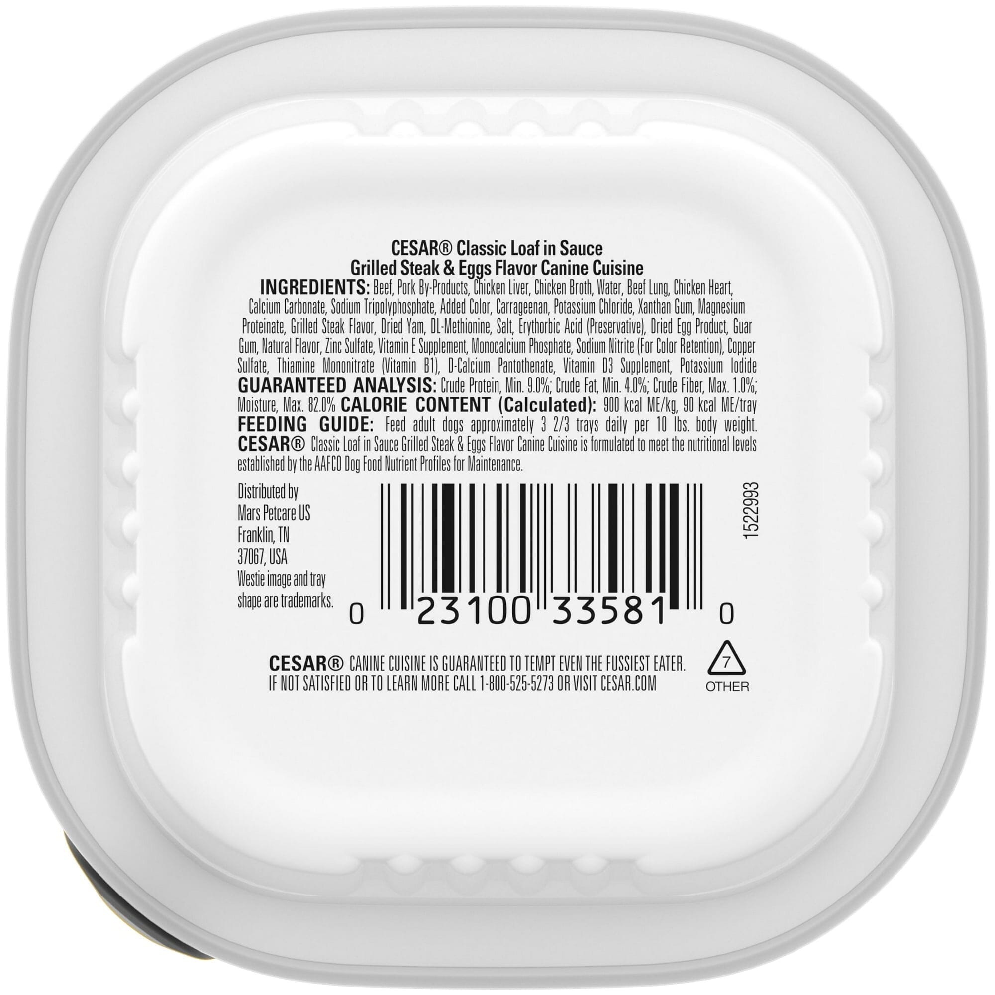 Cesar Classic Loaf in Sauce Grilled Steak and Eggs in Gravy Small-Breed Wet Dog Food Trays - 3.5 Oz - Case of 24
