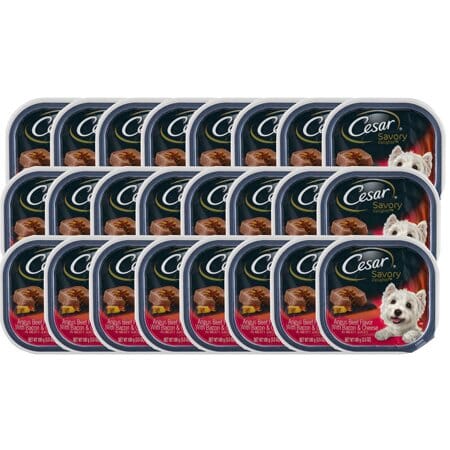 Cesar Loaf and Topper in Sauce Beef and Bacon in Gravy Small-Breed Wet Dog Food Trays - 3.5 Oz - Case of 24 Default Title