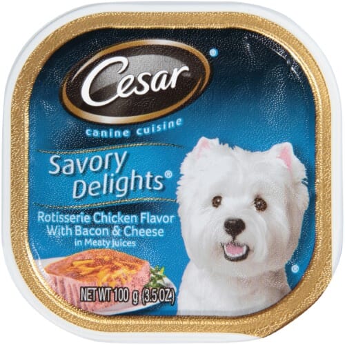 Cesar Loaf and Topper in Sauce Chicken Bacon and Cheese in Gravy Small-Breed Wet Dog Food Trays - 3.5 Oz - Case of 24 Default Title