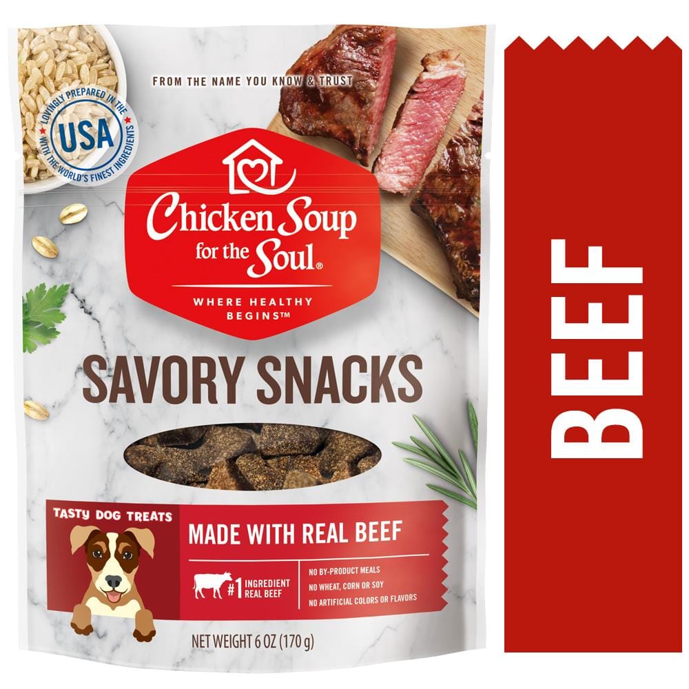 Chicken Soup for the Soul Hearts Savory Beef Soft and Chewy Dog Treats - 6 Oz - Case of 6  