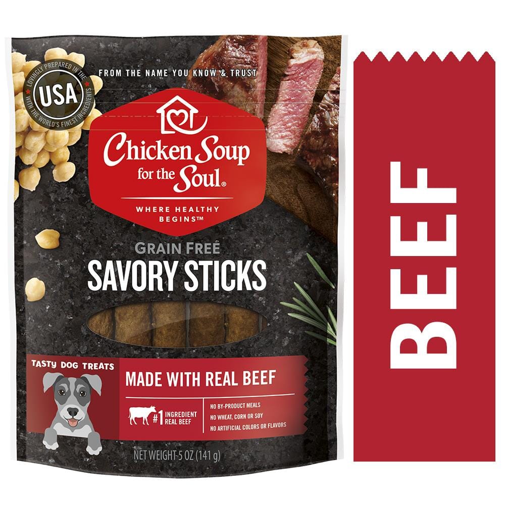 Chicken Soup for the Soul Savory Sticks Beef Soft and Chewy Dog Treats - 5 Oz - Case of 8  