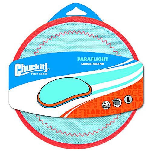 Chuckit! Paraflight Flyer Disc Frisbee Floating Nylon and Rubber Dog Toy Large