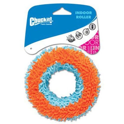 Chuckit! Petmate Indoor Roller Ring Microfiber Chenille Dog Toy - Orange and Blue - 5 Inch Default Title