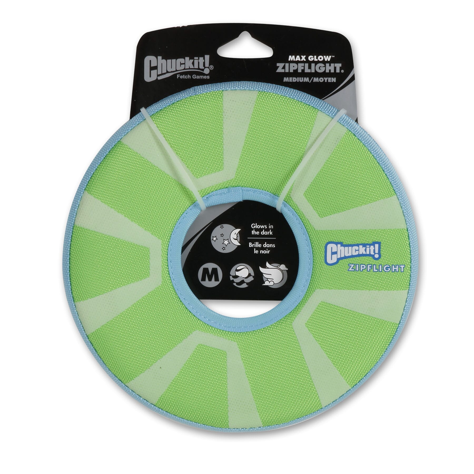 Chuckit! Petmate Max-Glow ZipFlight Disc Foam and Rubber Fetch Floating Dog Toy - Green - Medium - 8.5 Inch Default Title