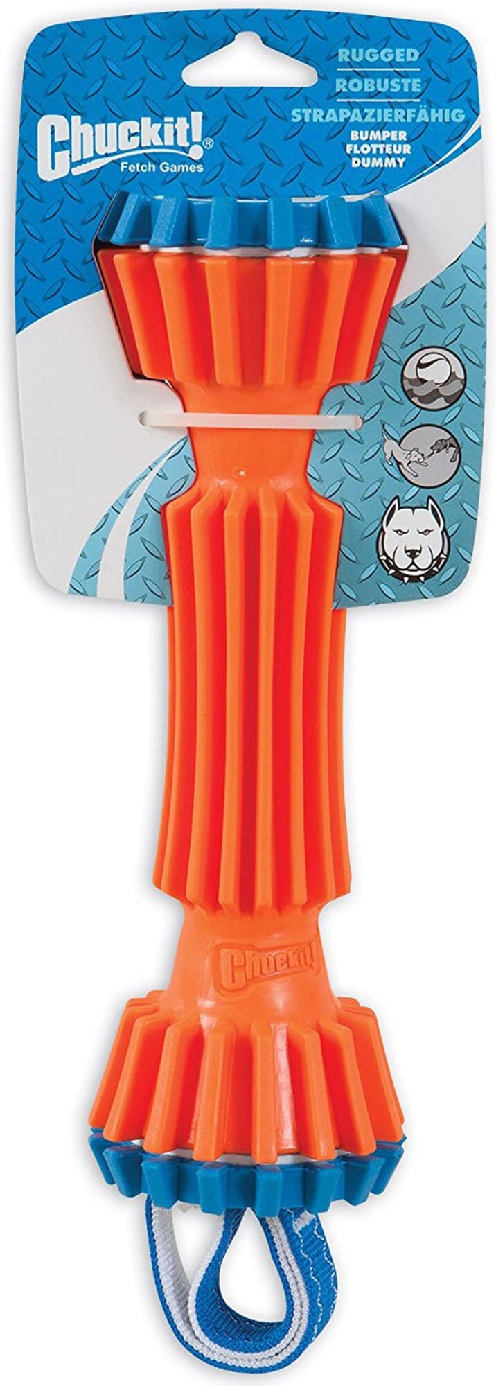Chuckit! Petmate Rugged Bumper Fetch and Tug TPR and Nylon Floating Dog Toy Medium - 13.5 Inch