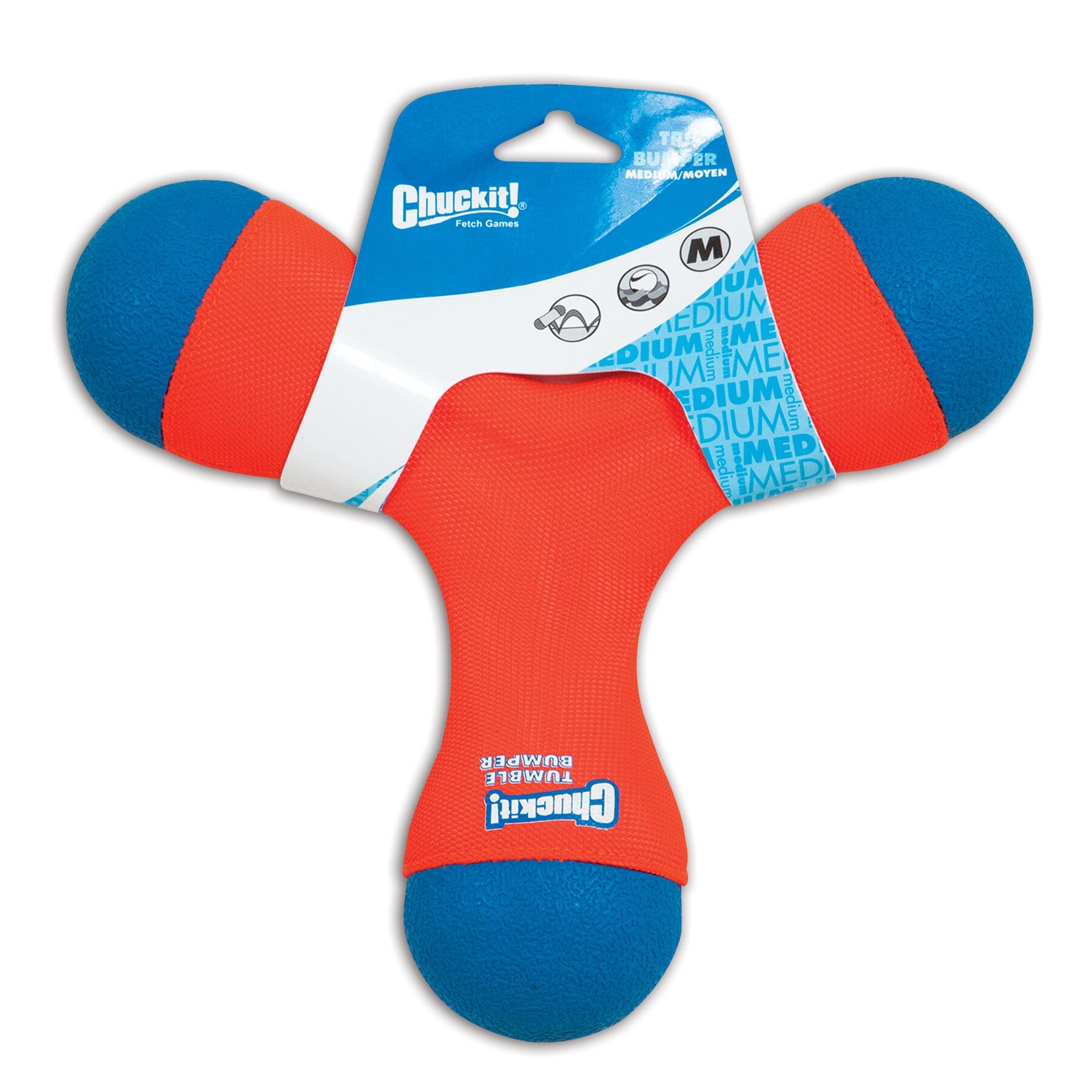 Chuckit! Petmate Tri-Bumper Interactive Canvas and Rubber Fetch Floating Dog Toy Medium - 8.2 Inch
