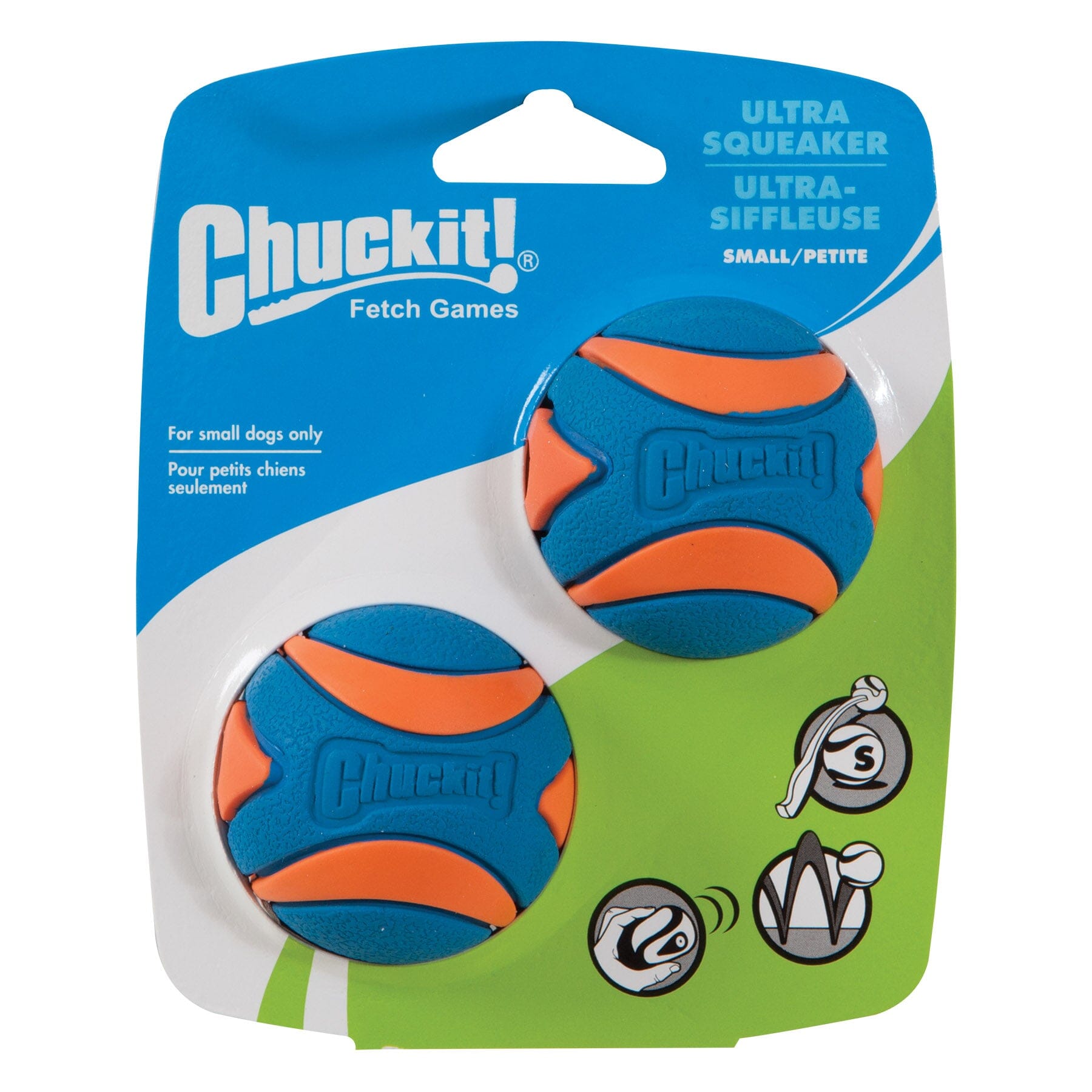 Chuckit! Petmate Ultra Squeaker Balls Fetch and Floating Dog Toys - 2 Pack Small - 2 Inch