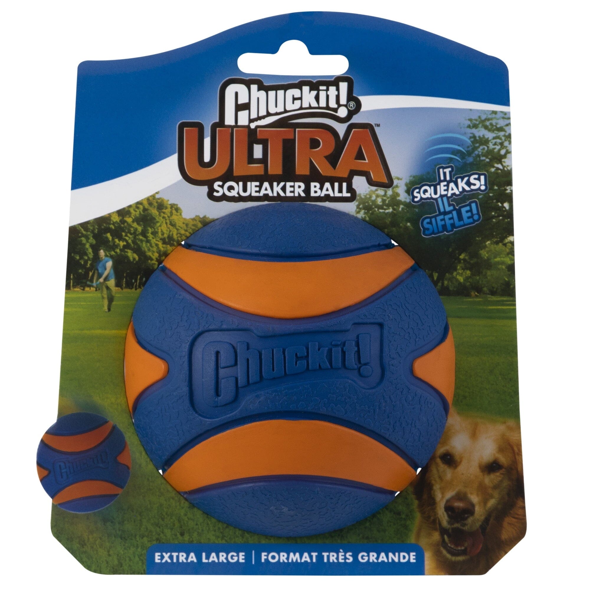Chuckit! Ultra-Squeaker Ball High-Bounce and Fetch Rubber Dog Toy - Orange - Extra Large