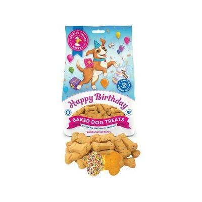 Claudia's Canine Bakery Happy Birthday Bag Vanilla Cereal Bones Biscuit Dog Treats - 8 Oz - 6 Pack Default Title