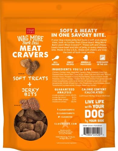 Cloudstar Wag More Bark Less Meat Cravers Chicken and Chicken Jerky Soft and Chewy Dog Treats - 5 Oz