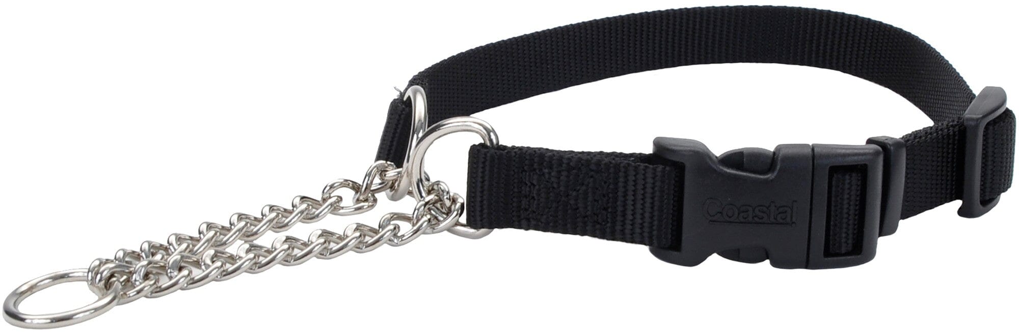 Coastal Adjustable Check Training Dog Collar with Buckle Black Large - L:18-22 X W:3/4 Inch