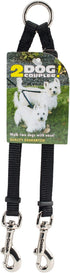 Coastal Adjustable Coupler 2-Dog Dual Nylon Dog Leash - Black - L:18-24 X W:3/8 Inch Default Title