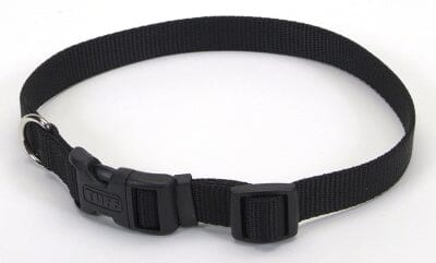 Coastal Adjustable Plastic Tuff-Buckle Nylon Dog Collar Black Small - L:10-14 X W:5/8 Inch