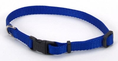 Coastal Adjustable Plastic Tuff-Buckle Nylon Dog Collar Blue Extra Small - L:8-12 X W:3/8 Inch