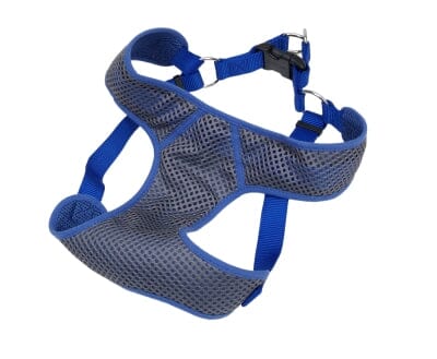 Coastal Comfort Soft Sport Wrap Adjustable Mesh Dog Harness Gray/Blue Large - 28-36 Inch